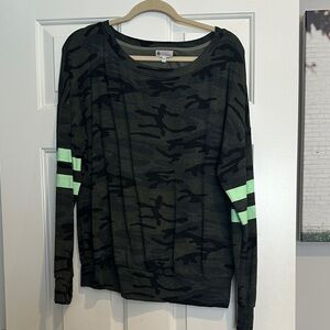 Sundry Black and Green Camouflage Sweater